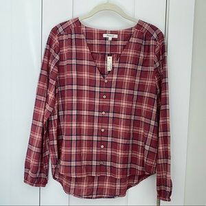 NWT Madewell Plaid Top Sz S